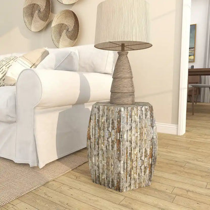 Lovely Wood Contemporary Shell Inlay Stool