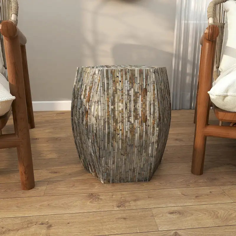 Lovely Wood Contemporary Shell Inlay Stool