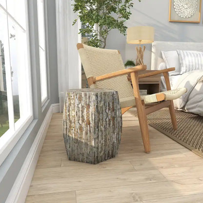 Lovely Wood Contemporary Shell Inlay Stool