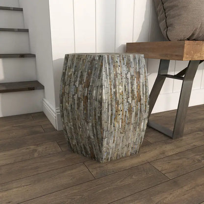 Lovely Wood Contemporary Shell Inlay Stool