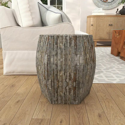 Lovely Wood Contemporary Shell Inlay Stool