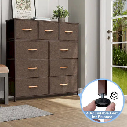 Home Extra Wide Closet Dresser Storage Tower Organizer Unit 9 Drawers