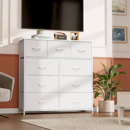 Home Extra Wide Closet Dresser Storage Tower Organizer Unit 9 Drawers