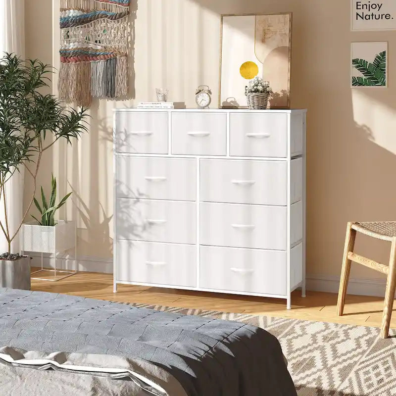 Home Extra Wide Closet Dresser Storage Tower Organizer Unit 9 Drawers