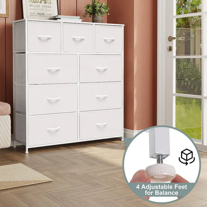 Home Extra Wide Closet Dresser Storage Tower Organizer Unit 9 Drawers