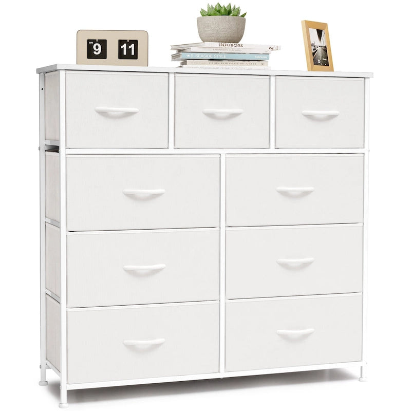 Home Extra Wide Closet Dresser Storage Tower Organizer Unit 9 Drawers