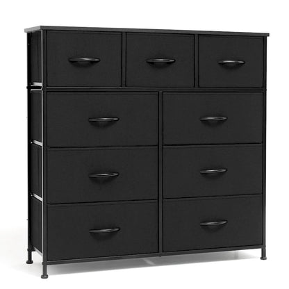 Home Extra Wide Closet Dresser Storage Tower Organizer Unit 9 Drawers