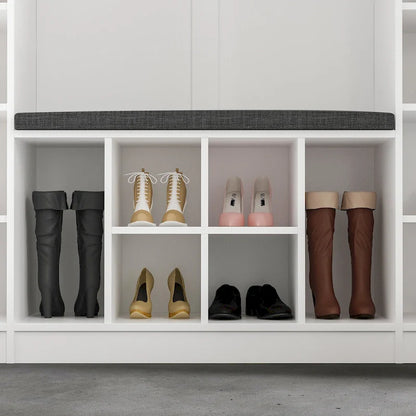 Large Entryway Storage with Hall Tree Shoe Bench and Accent Cabinets
