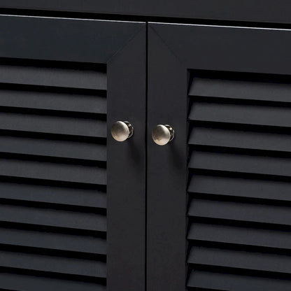 Baxton Studio Contemporary 11-shelf Wood Shoe Storage Cabinet with Drawer