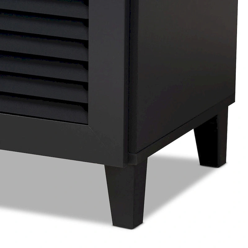 Baxton Studio Contemporary 11-shelf Wood Shoe Storage Cabinet with Drawer