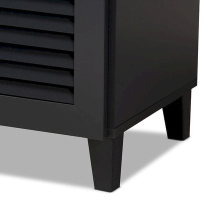 Baxton Studio Contemporary 11-shelf Wood Shoe Storage Cabinet with Drawer