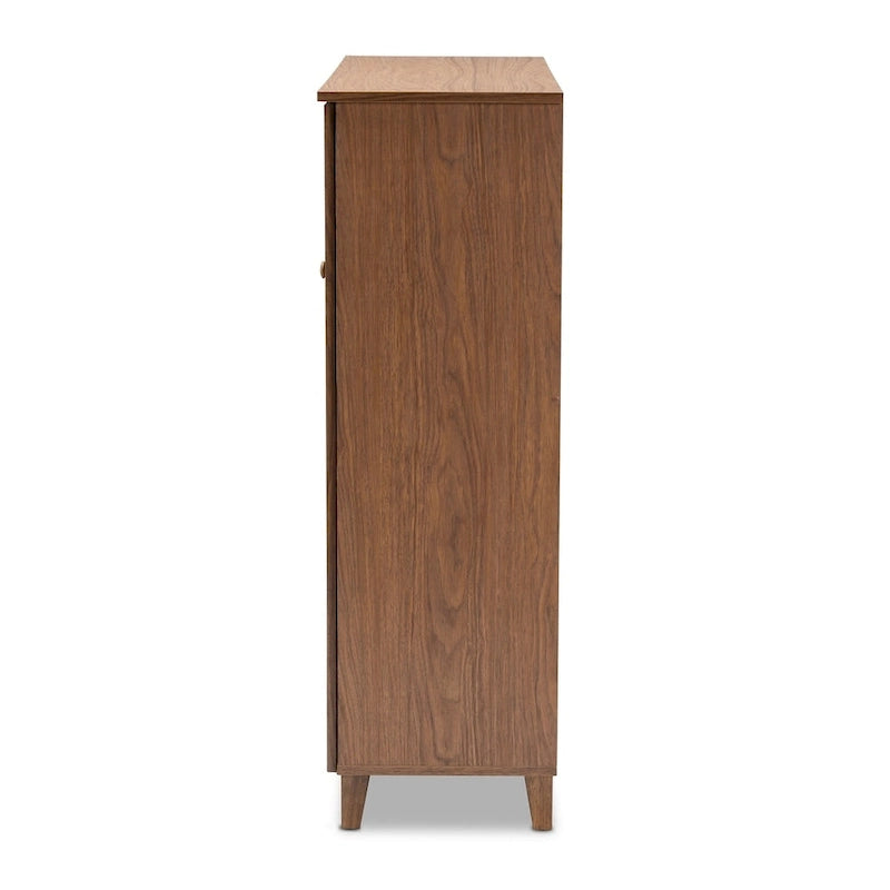 Baxton Studio Contemporary 11-shelf Wood Shoe Storage Cabinet with Drawer