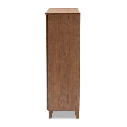 Baxton Studio Contemporary 11-shelf Wood Shoe Storage Cabinet with Drawer
