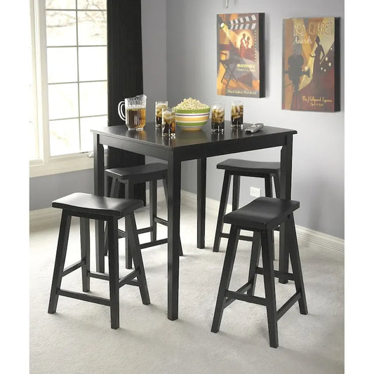 Simple Living Black Belfast 5-piece Saddle Dining Set