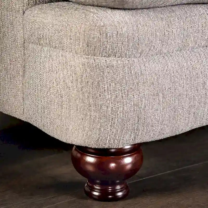 Frane Transitional Beige Chenille Upholstered T-Cushion Sofa by Furniture of America