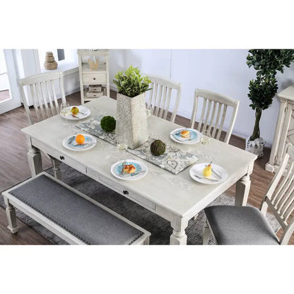Furniture of America Hish Rustic White 72-inch Wood Dining Table with Storage