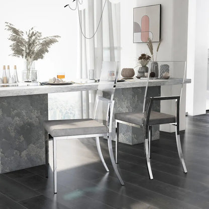 Copper Grove Brusartsi Modern Clear Acrylic Dining Chairs (Set of 2)