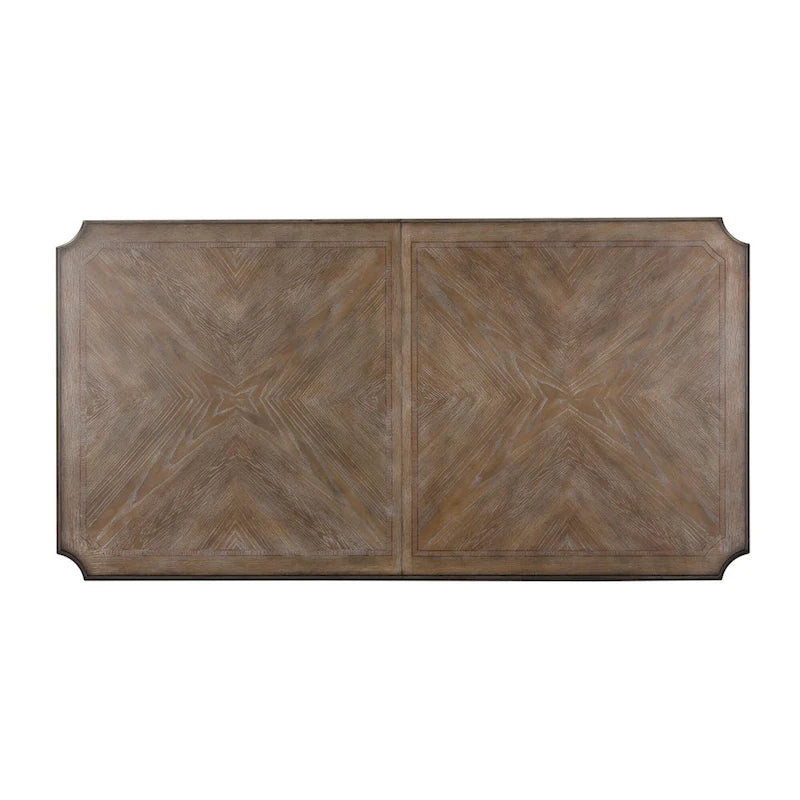 Abbey Park Antique White & Weathered Brown 7 Piece Trestle Table Set