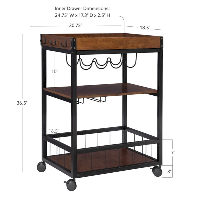 Wheeler Industrial Kitchen & Wine Cart