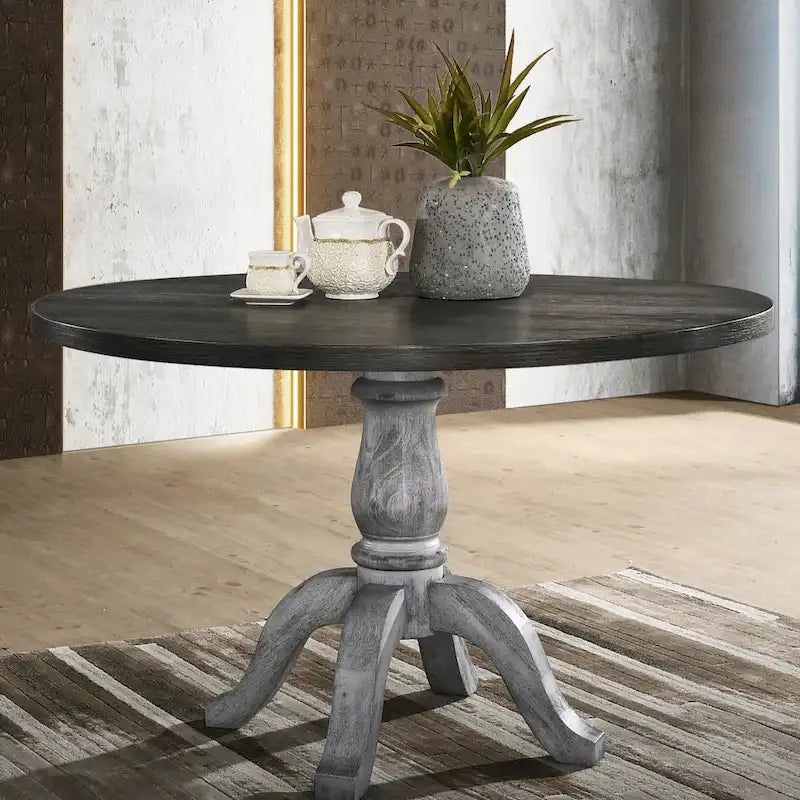 Roundhill Furniture Iris Weathered White Wood 5-Piece Dining Set