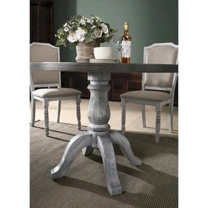 Roundhill Furniture Iris Weathered White Wood 5-Piece Dining Set