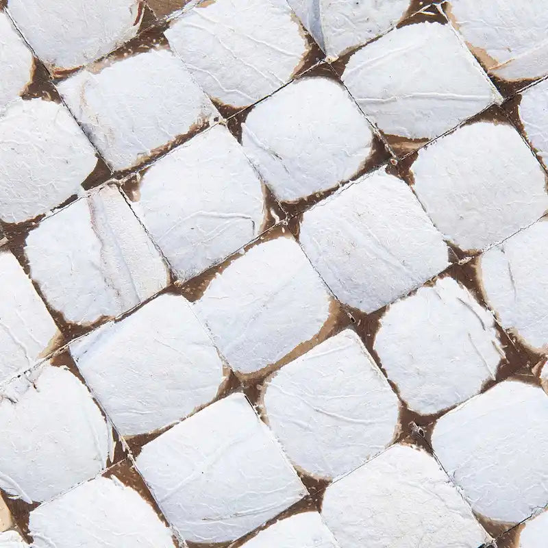 White Coconut Shell Cube Accent Table by East at Main