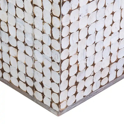 White Coconut Shell Cube Accent Table by East at Main