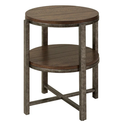 Breckinridge Rustic Poplar and Pewter Metal Round End Table
