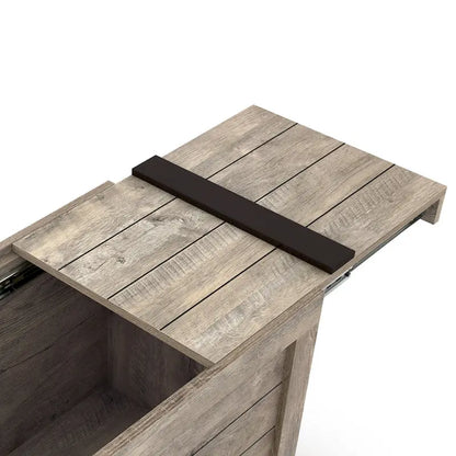 DH BASIC Rustic Weathered Oak Storage Bench by Denhour
