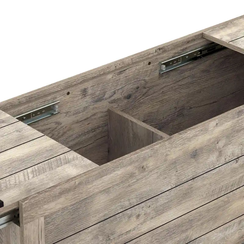 DH BASIC Rustic Weathered Oak Storage Bench by Denhour