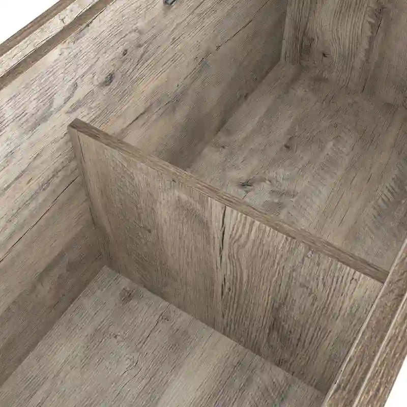 DH BASIC Rustic Weathered Oak Storage Bench by Denhour