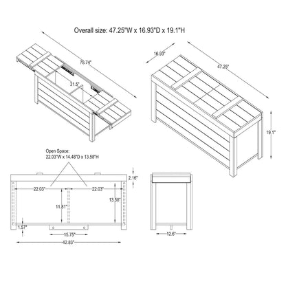 DH BASIC Rustic Weathered Oak Storage Bench by Denhour
