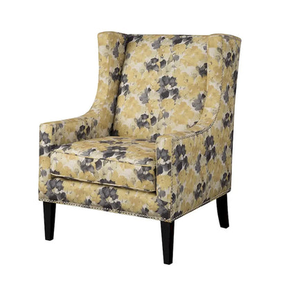 Madison Park Weston Yellow Floral Pattern Wingback Chair