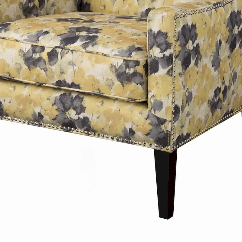 Madison Park Weston Yellow Floral Pattern Wingback Chair