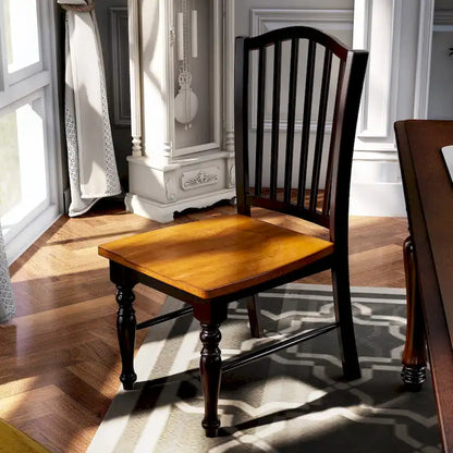 Levole Farmhouse Black Slatted Wood Dining Chairs (Set of 2) by Furniture of America