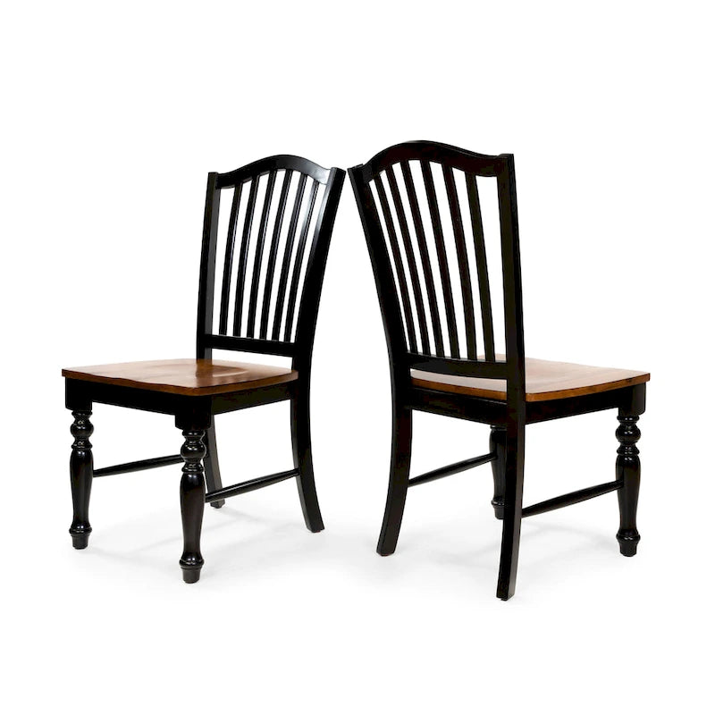 Levole Farmhouse Black Slatted Wood Dining Chairs (Set of 2) by Furniture of America