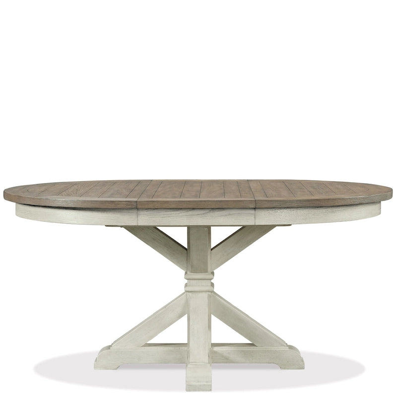 Roundhill Furniture Harola 7-Piece Dining Set, Round Pedestal Dining Table with 18 Leaf, 6 Side Chairs