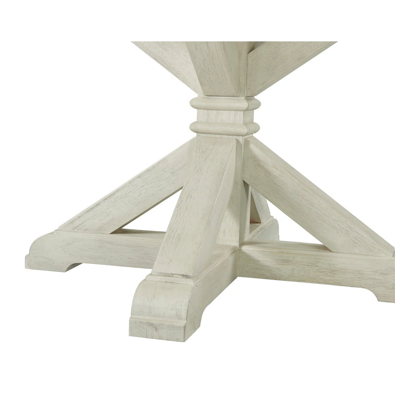 Roundhill Furniture Harola 7-Piece Dining Set, Round Pedestal Dining Table with 18 Leaf, 6 Side Chairs