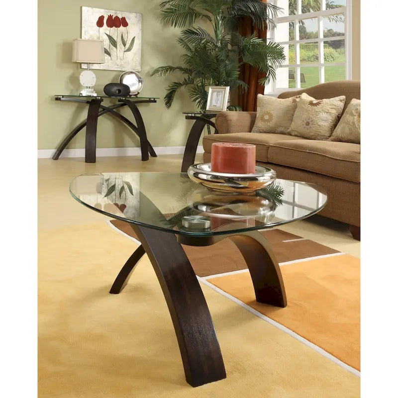 Strick & Bolton Ascott Modern Glass-top Arch Legged End Table
