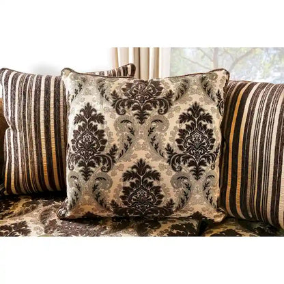 Pora Traditional Brown Chenille Upholstered Rolled Arms Sofa by Furniture of America