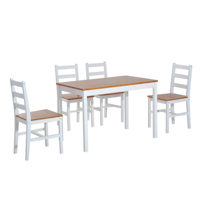 Five Piece Solid Pine Wood Table and High Back Chair Dining Set