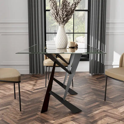 Furniture of America Zygard Modern Black 58-inch Glass Top Dining Table