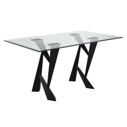Furniture of America Zygard Modern Black 58-inch Glass Top Dining Table