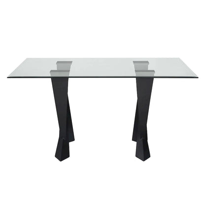Furniture of America Zygard Modern Black 58-inch Glass Top Dining Table