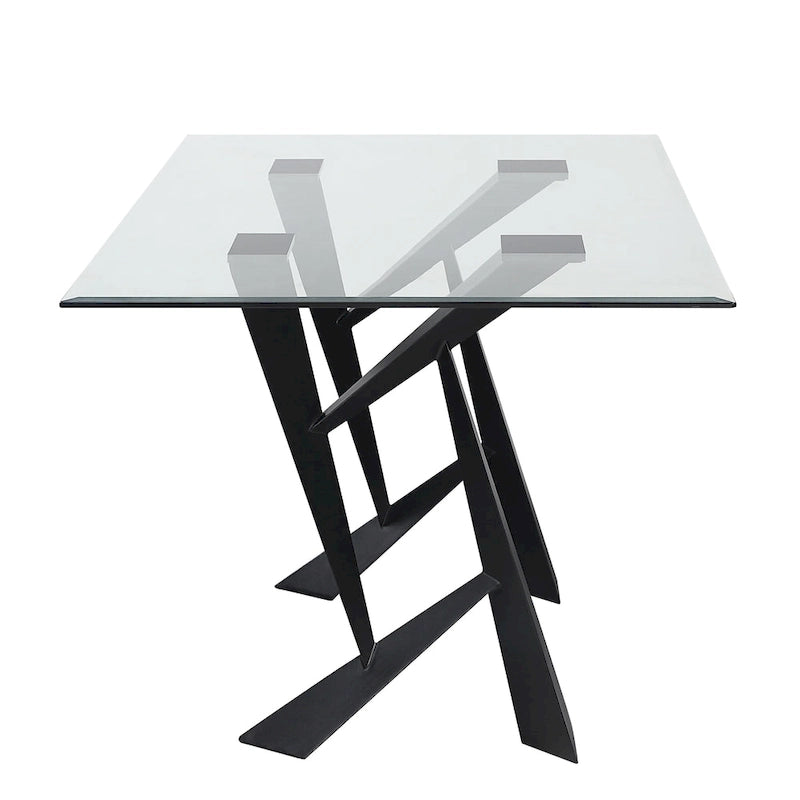 Furniture of America Zygard Modern Black 58-inch Glass Top Dining Table