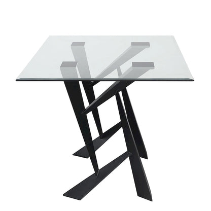 Furniture of America Zygard Modern Black 58-inch Glass Top Dining Table