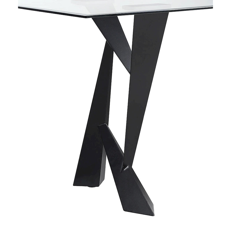 Furniture of America Zygard Modern Black 58-inch Glass Top Dining Table