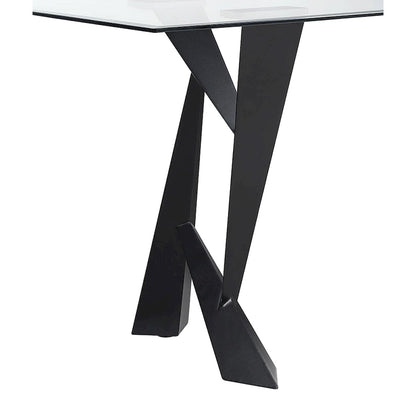 Furniture of America Zygard Modern Black 58-inch Glass Top Dining Table
