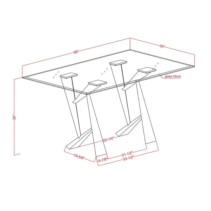 Furniture of America Zygard Modern Black 58-inch Glass Top Dining Table