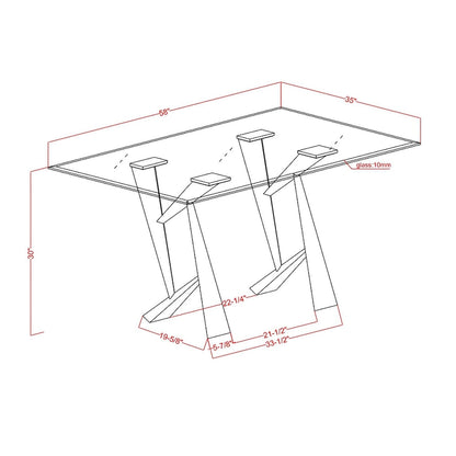 Furniture of America Zygard Modern Black 58-inch Glass Top Dining Table